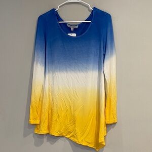 NWT Single Thread Blue and Yellow Asymmetrical Top Size M